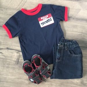 The Childrens PLACE “Hello My Name is Trouble” 4t